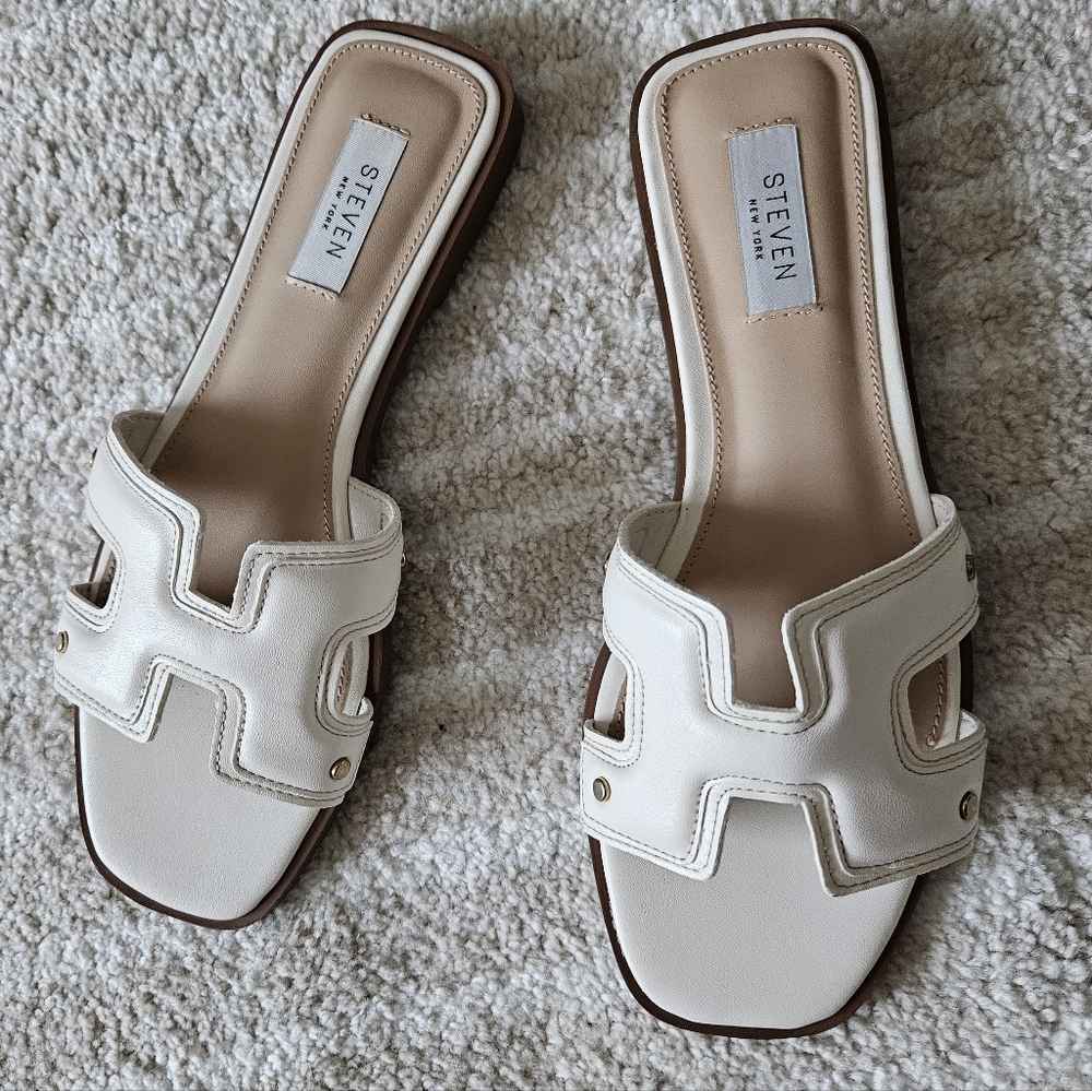 Steve Madden White Slide Sandals